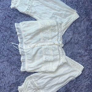 White Boho Eyelet Off-Shoulder Top